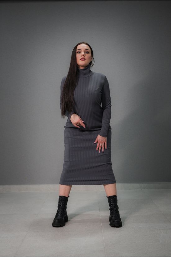 Платье в рубчик - Y.M Textile, цвет: серый