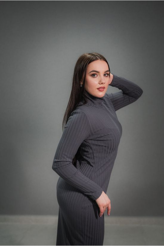 Платье в рубчик - Y.M Textile, цвет: серый
