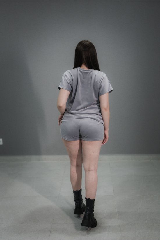 Женский костюм плюш-велюр (футболка+шорты) - Y.M Textile