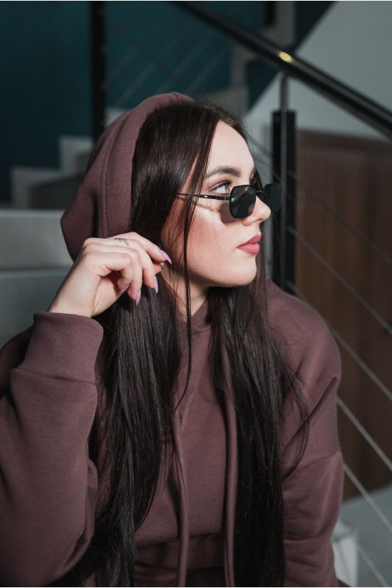 Худи трехнитка на флисе - Y.M Textile, цвет: коричневый