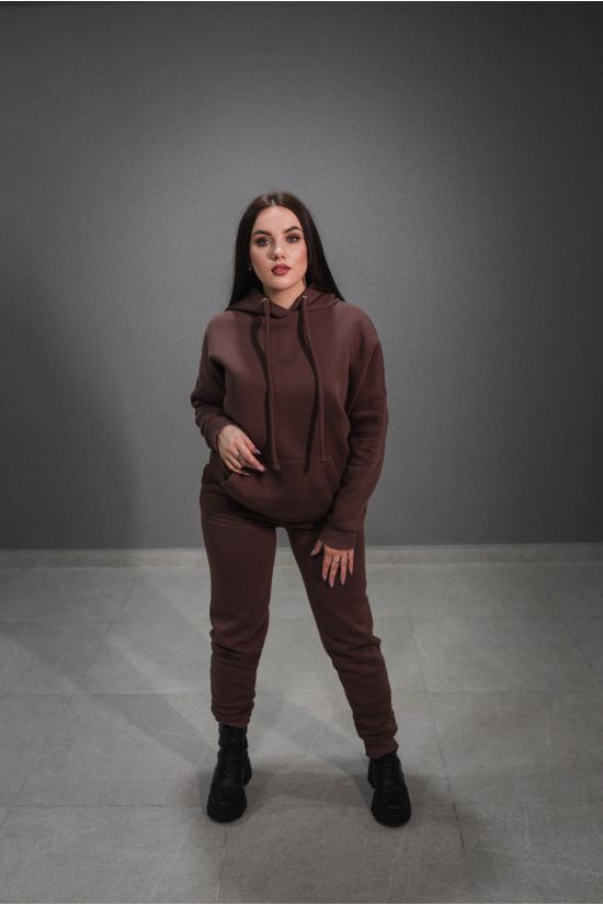 Худи трехнитка на флисе - Y.M Textile, цвет: коричневый