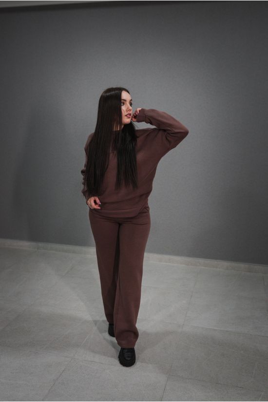 Штаны спортивные женские трехнитка на флисе - Y.M Textile, цвет: коричневый