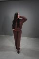 Штаны спортивные женские трехнитка на флисе - Y.M Textile, цвет: коричневый