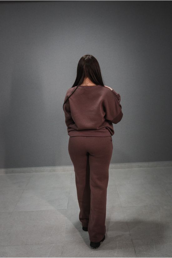 Штаны спортивные женские трехнитка на флисе - Y.M Textile, цвет: коричневый