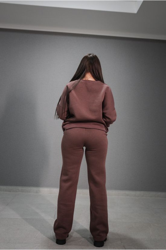 Женский спортивный костюм трехнитка на флисе - Y.M Textile, цвет:  коричневый