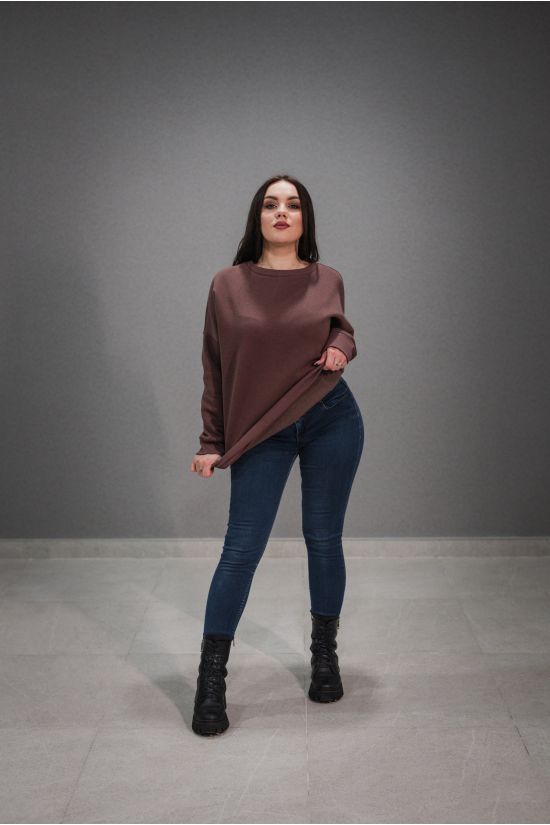 Свитшот трехнитка на флисе - Y.M Textile, цвет: коричневый