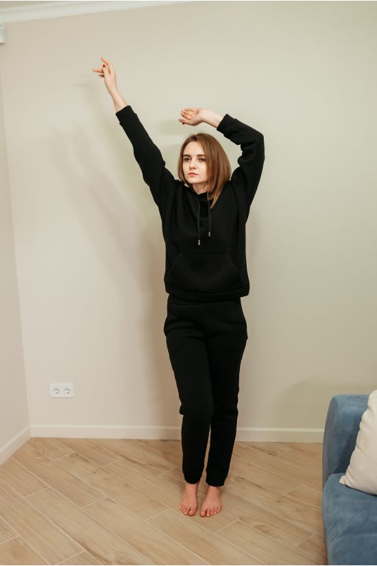 Штаны спортивные женские трехнитка на флисе - Y.M Textile, цвет: черный