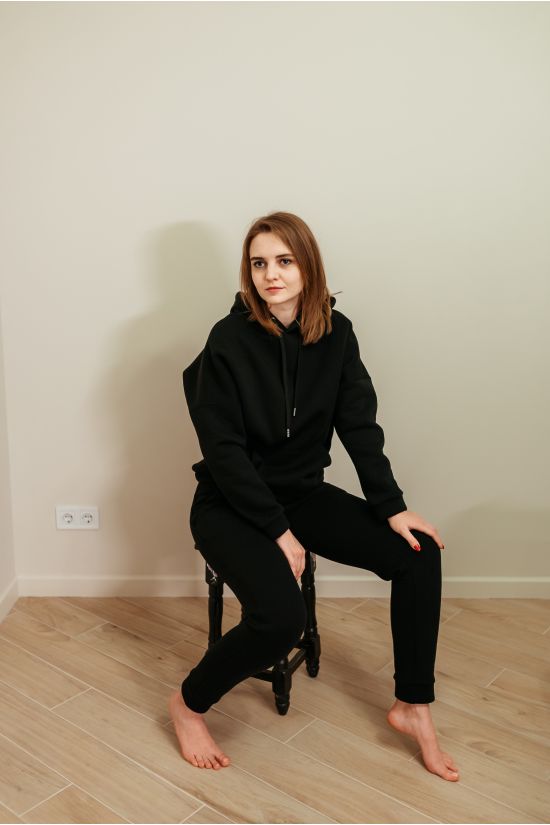 Женский спортивный костюм трехнитка на флисе - Y.M Textile, цвет: черный