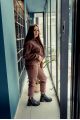Женский спортивный костюм трехнитка на флисе - Y.M Textile, цвет:  коричневый