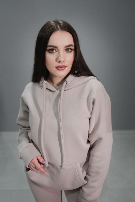 Худи трехнитка на флисе - Y.M Textile, цвет:  молочный