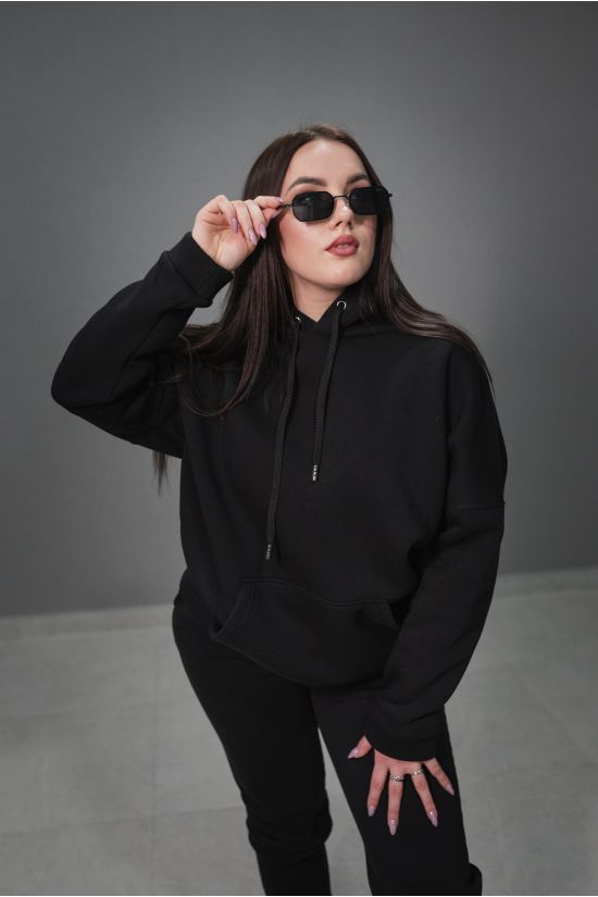 Худи трехнитка на флисе - Y.M Textile, цвет: черный